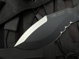 CONSIGNMENT Tops Cuma TAK-RI Fixed Blade Black Linen Micarta Handle w/ Black Dual Edge Blade (7")