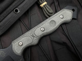 CONSIGNMENT Tops Cuma TAK-RI Fixed Blade Black Linen Micarta Handle w/ Black Dual Edge Blade (7")