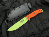 CONSIGNMENT Esee Esee-6 Fixed Blade Orange G10 Handle w/ 1095 Venom Green Plain Edge Blade (6.5")
