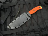 CONSIGNMENT Esee Esee-6 Fixed Blade Orange G10 Handle w/ 1095 Venom Green Plain Edge Blade (6.5")