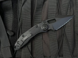 PRE-OWNED Microtech Stitch Auto Black Tactical Body w/ Full Serrated Black Tactical Blade (3.75") 169-3T