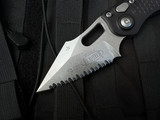 PRE-OWNED Microtech Stitch Auto Black Aluminum Body w/ Stonewashed Full Serrated Blade (3.75") 169-12
