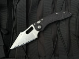 PRE-OWNED Microtech Stitch Auto Black Aluminum Body w/ Stonewashed Full Serrated Blade (3.75") 169-12