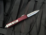 PRE-OWNED Microtech Ultratech D/E Merlot Aluminum Body w/ Stonewashed Plain Edge Blade (3.4") 122-10MR