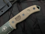 CONSIGNMENT Esee Esee-5 Fixed Blade Tan Micarta Handle w/ Green Partially Serrated Blade (5.25") ESEE-5S-KO-OD-E