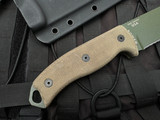 CONSIGNMENT Esee Esee-5 Fixed Blade Tan Micarta Handle w/ Green Partially Serrated Blade (5.25") ESEE-5S-KO-OD-E