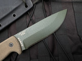 CONSIGNMENT Esee Esee-5 Fixed Blade Tan Micarta Handle w/ Green Partially Serrated Blade (5.25") ESEE-5S-KO-OD-E
