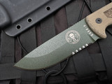 CONSIGNMENT Esee Esee-5 Fixed Blade Tan Micarta Handle w/ Green Partially Serrated Blade (5.25") ESEE-5S-KO-OD-E