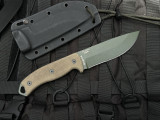 CONSIGNMENT Esee Esee-5 Fixed Blade Tan Micarta Handle w/ Green Partially Serrated Blade (5.25") ESEE-5S-KO-OD-E