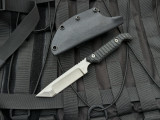CONSIGNMENT Fixed Blade Black G10 Handles w/ Tanto Compound Grind Plain Edge Blade