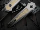 Kershaw Launch 15 Auto Folder Micarta Inlaid Grey Aluminum Body w/ Magnacut Blackwashed Plain Edge Blade (3.5") 7950GRY