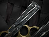 Boker Plus Tactical Small Balisong  Black G10 Scales w/ D2 Stonewashed Compound Grind Plain Edge Blade (3.46") 06EX227