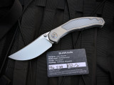 Custom Knife Factory Blava Folder Milled Titanium Body w/ M398 Stonewashed Plain Edge Blade (3.6")