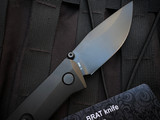 Custom Knife Factory Brat Folder Stonewashed DLC Titanium Body w/ M398 DLC Plain Edge Blade (3.25")