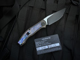 Custom Knife Factory Veksha HD Folder Titanium and ZircuTi Body w/ M398 Two Tone Plain Edge Blade