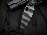 Strider SnG Folder Crosshatch Black G10 and Flamed Titanium Body w/ 20CV Tiger Stripe Plain Edge Blade (3.5")