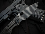 Strider SnG Folder Crosshatch Black G10 and Flamed Titanium Body w/ 20CV Tiger Stripe Plain Edge Blade (3.5")