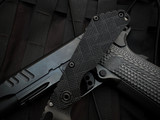 Strider SnG Folder Crosshatch Black G10 and Flamed Titanium Body w/ 20CV Tiger Stripe Plain Edge Blade (3.5")
