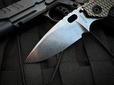Strider SmF Folder Gunner Grip/Flamed Titanium Body w/ CMP20CV Stonewashed Plain Edge Blade (3.9")