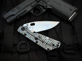 Strider SmF Folder Gunner Grip/Flamed Titanium Body w/ CMP20CV Stonewashed Plain Edge Blade (3.9")
