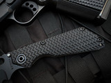 Strider SnG Folder Textured Black G10/Flamed Titanium Body w/ Magnacut DLC Tanto Plain Edge Blade (3.5")