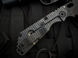 Strider SnG Folder Textured Black G10/Flamed Titanium Body w/ Magnacut DLC Tanto Plain Edge Blade (3.5")