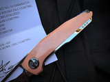 Dew Hara Chronos Copper/Polished Titanium Body w/ 31 Layer Deep Etched VG-10 Core Damascus Polished DLC Plain Edge Blade (3.5")