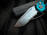 Microtech Gen III LUDT T/E Auto Folder Turquoise Aluminum Body w/ M390MK Stonewashed Partially Serrated Blade (3.5") 1136-11TQ