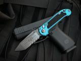 Microtech Gen III LUDT T/E Auto Folder Turquoise Aluminum Body w/ M390MK Stonewashed Partially Serrated Blade (3.5") 1136-11TQ