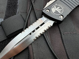 PRE-OWNED Microtech Combat Troodon D/E Gen II Black Aluminum Body w/ Satin Partially Serrated Blade (3.8") 142-5