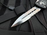 PRE-OWNED Microtech Combat Troodon D/E Gen II Black Aluminum Body w/ Satin Partially Serrated Blade (3.8") 142-5