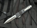 PRE-OWNED Microtech Combat Troodon D/E Gen II Black Aluminum Body w/ Satin Partially Serrated Blade (3.8") 142-5