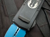 CONSIGNMENT Microtech Exocet Jedi Knight Edition Black Aluminum Body w/ Blue Plain Edge Blade (1.9")  157-1JK