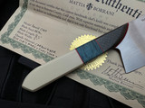 CONSIGNMENT Mattia Borrani Custom Bowie Chef Knife Carbon Fiber/Blue Curly Maple/Ivory Juma/Red G10 Handle w/ AEBL Satin Blade (8.2")