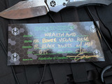 PRE-OWNED Heretic Knives Custom Wraith Auto Mother of Pearl Inlaid Black Dunes Carbon Fiber Body/VF Damascus Body w/ Hand Ground VF Damascus Bowie Blade (3.6")