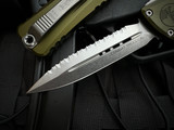 Microtech Gen III Combat Troodon D/E OD Green Aluminum Body w/ M390MK Stonewashed Full Serrated Blade (3.8") 1142-12OD