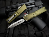 Microtech Gen III Combat Troodon D/E OD Green Aluminum Body w/ M390MK Stonewashed Full Serrated Blade (3.8") 1142-12OD