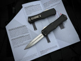 Microtech Hera II Mini D/E Black Aluminum Body w/ M390MK Stonewashed Plain Edge Blade (2.875") 1702M-10