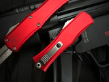 Microtech Hera II Mini D/E Red Aluminum Body w/ M390MK Stonewashed Plain Edge Blade (2.875") 1702M-10RD