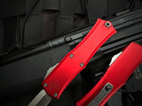 Microtech Hera II Mini D/E Red Aluminum Body w/ M390MK Stonewashed Plain Edge Blade (2.875") 1702M-10RD