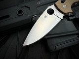 Spyderco Manix 2 XL Brown Canvas Micarta Body w/ CPM Cruwear Plain Edge Blade (3.85") C95MPCW2