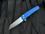 PRE-OWNED Pro-Tech Malibu Flipper 2022 Texas Bladeshow Edition Blue Textured Aluminum Body w/ 20CV Stonewashed Plain Edge Blade (3.5") 5205