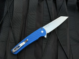 PRE-OWNED Pro-Tech Malibu Flipper 2022 Texas Bladeshow Edition Blue Textured Aluminum Body w/ 20CV Stonewashed Plain Edge Blade (3.5") 5205
