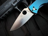 Spyderco Tenacious Folder Blue Titanium Body w/ Satin Plain Edge Blade (3.35") C122TIBLP