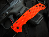 Demko AD20.5 Clip Point Folder Textured Orange Grivory Body w/ AUS10A Black Plain Edge Blade (3.25") DEMAD205F13B