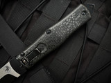 PRE-OWNED Microtech Cobra Auto Folder Lightning Strike Carbon Fiber Scales w/ Two Tone Black Plain Edge Blade (3.75")