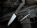 Pro-Tech Oligarch Auto Folder Black Aluminum Body w/ Magnacut Stonewashed Plain Edge Blade (3.25") DS101