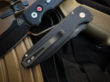 Pro-Tech PDW Auto Invictus Auto Folder Black Aluminum Body Red G-10 Button w/ CPM-Magnacut DLC Plain Edge Blade (3.5") 1805