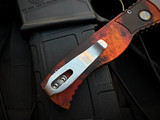 Pro-Tech TR-2 Auto Folder Del Fuego Anodized Aluminum Body and Black Lip Pearl Button w/ Magnacut Stonewashed Plain Edge Blade (3.1") T201-DF