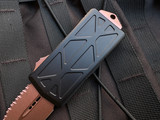 CONSIGNMENT Microtech Exocet D/E Black Aluminum Body w/ PVD Rose Gold Hardware and Full Serrated Blade (1.9") 157-3PVDRGS
